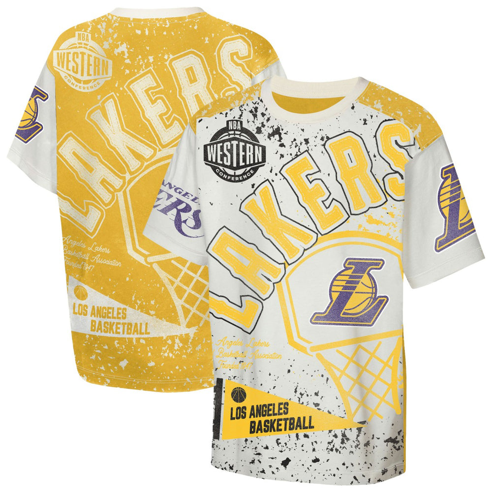 NBA - Los Angeles Lakers Outerstuff Youth Top Player All-Over-Print T-Shirt - Cream