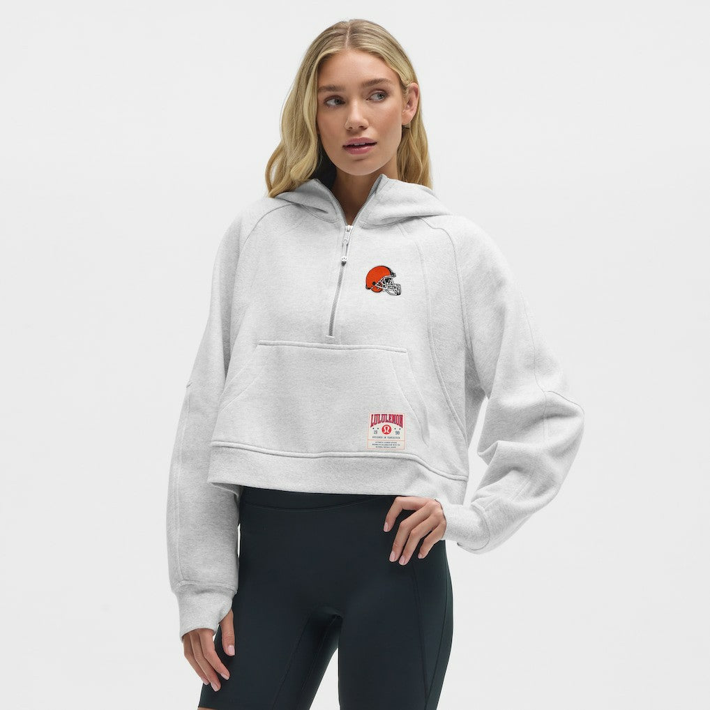 Cleveland Browns lululemon Women's Scuba Oversized Half-Zip Hoodie Heathered Core Ultra Light Grey - NFL
