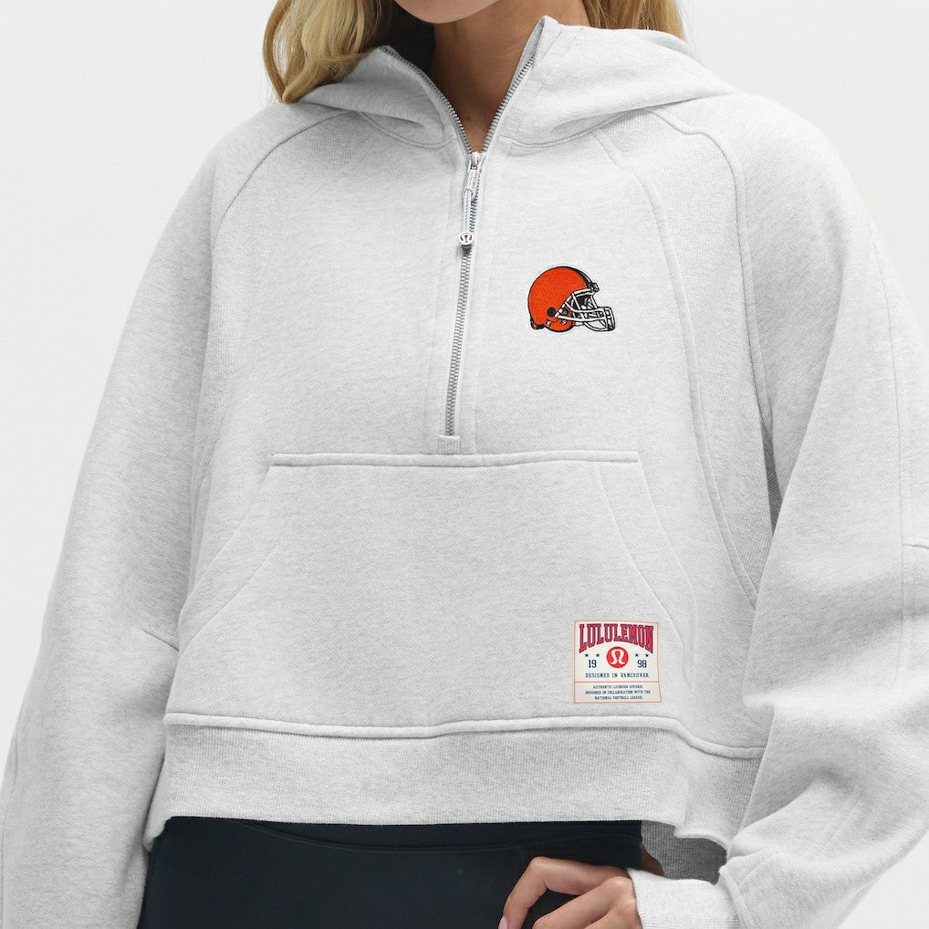 Cleveland Browns lululemon Women's Scuba Oversized Half-Zip Hoodie Heathered Core Ultra Light Grey - NFL