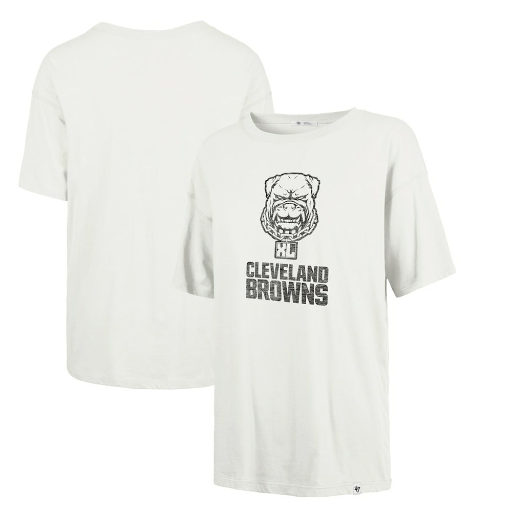 Cleveland Browns '47 Women's Dawg Pound XL Premier Sadie Oversized T-Shirt Cream - 47 brand