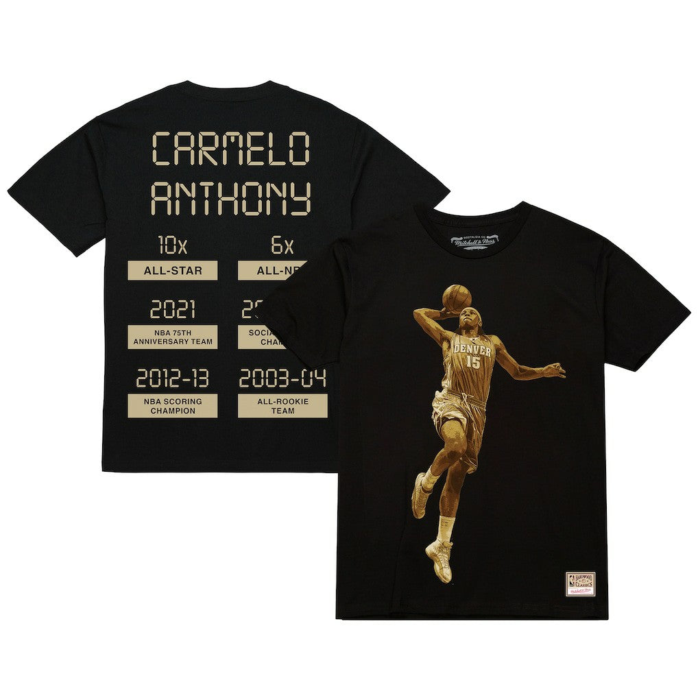 NBA - Carmelo Anthony Denver Nuggets Male Adult Black NBA ULTIMATE PLAYER GOLD TEE