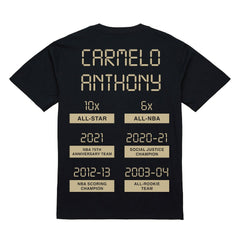 NBA - Carmelo Anthony Denver Nuggets Male Adult Black NBA ULTIMATE PLAYER GOLD TEE