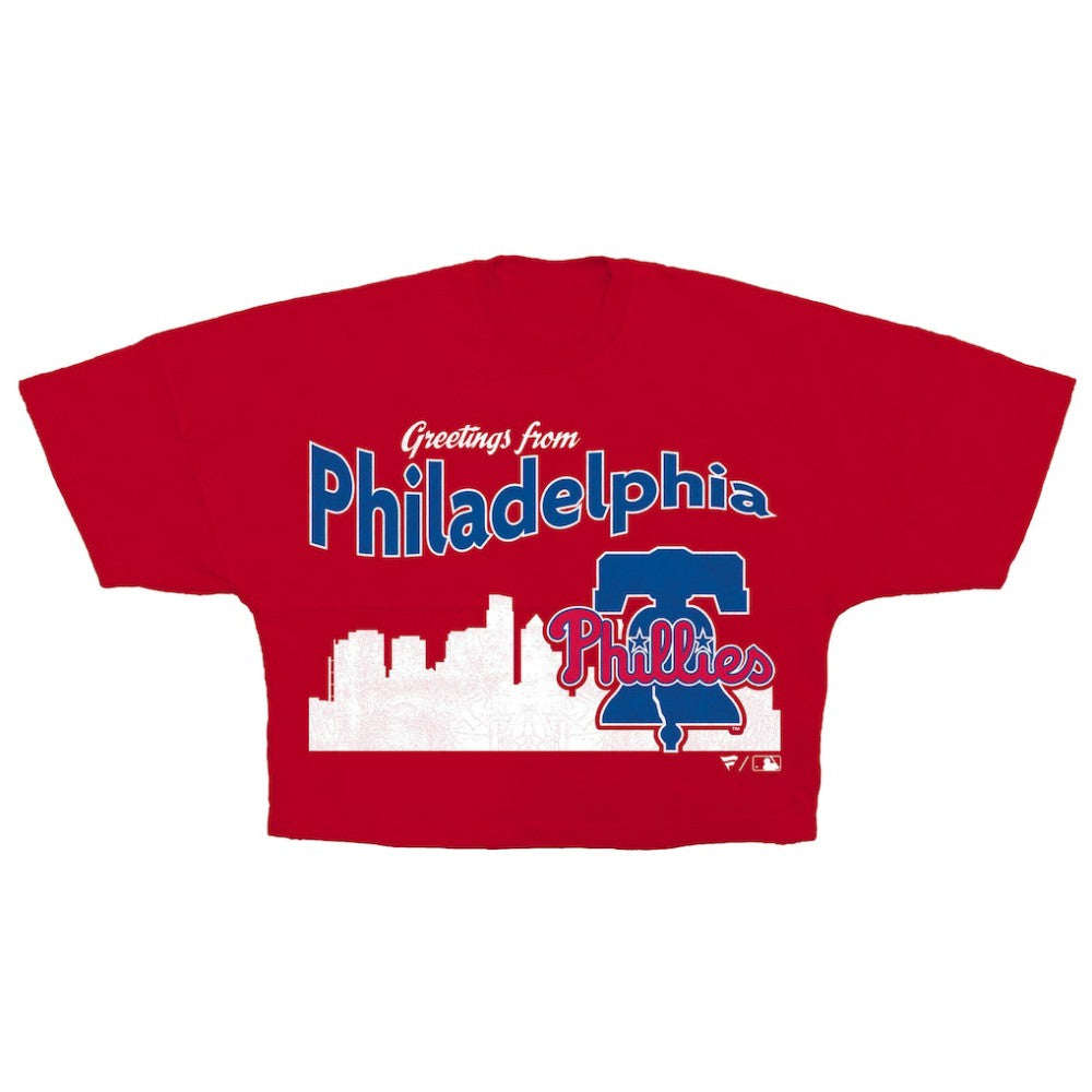 Philadelphia Phillies Fanatics Women's Cropped Jersey T-Shirt Clearance