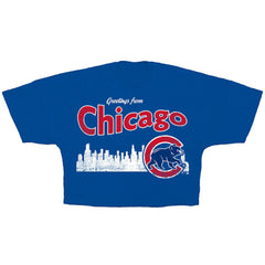 Chicago Cubs Fanatics Women's Skyline Cropped T-Shirt Near Me