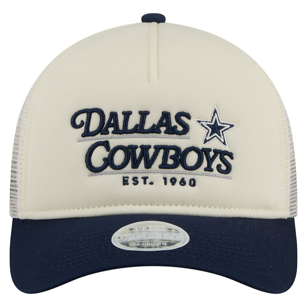 Dallas Cowboys New Era Women's Retro A-Frame 9FORTY Adjustable Hat Cream/Navy - NFL