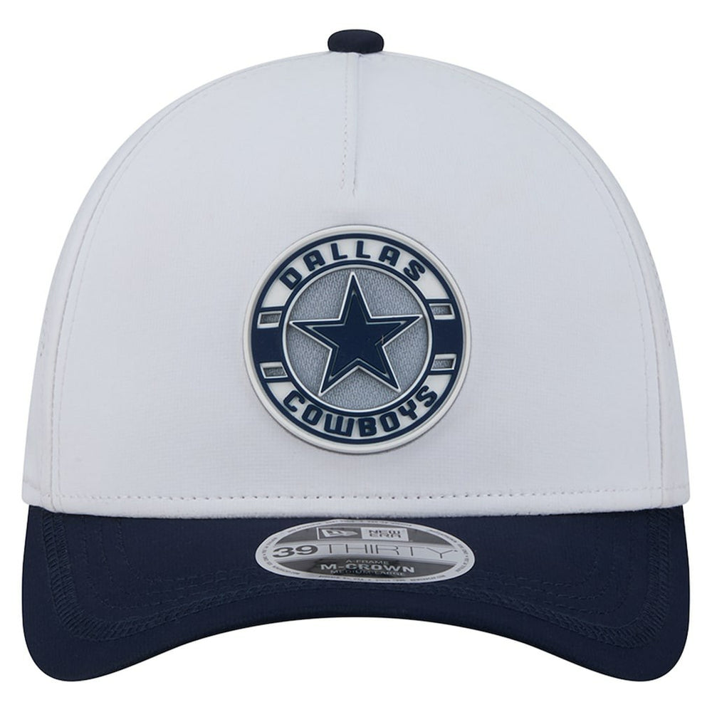 Dallas Cowboys New Era Patch 39THIRTY A-Frame M-Crown Perforated Flex Hat White/Navy - NFL