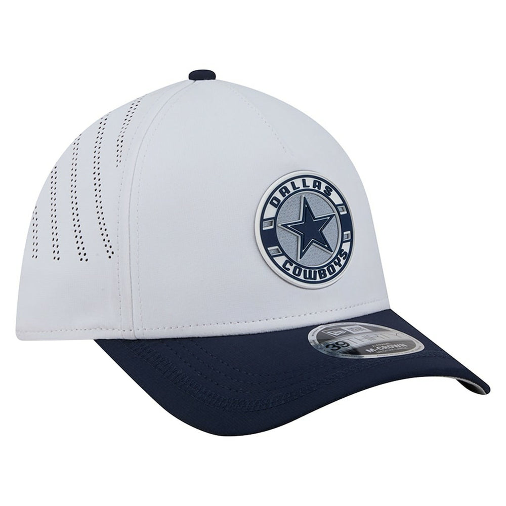 Dallas Cowboys New Era Patch 39THIRTY A-Frame M-Crown Perforated Flex Hat White/Navy - NFL