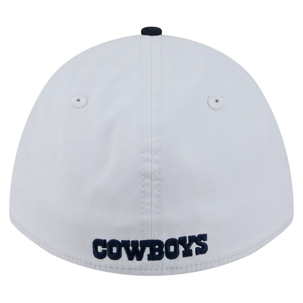 Dallas Cowboys New Era Patch 39THIRTY A-Frame M-Crown Perforated Flex Hat White/Navy - NFL