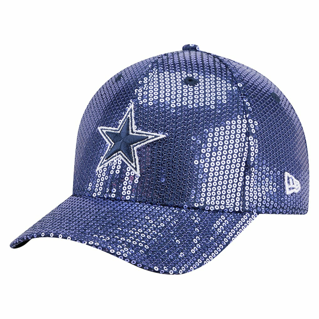 Dallas Cowboys New Era Women's Sequin 9FORTY Adjustable Hat Navy - NFL