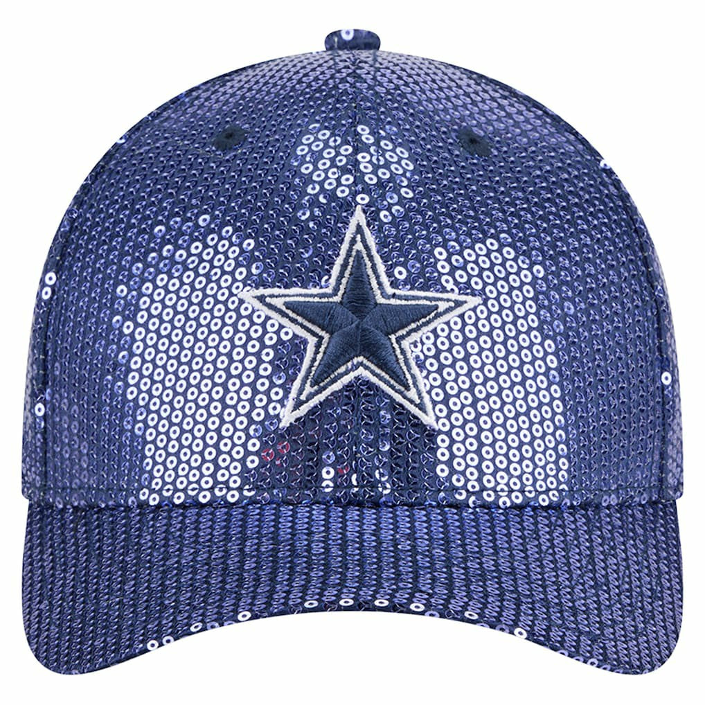 Dallas Cowboys New Era Women's Sequin 9FORTY Adjustable Hat Navy - NFL