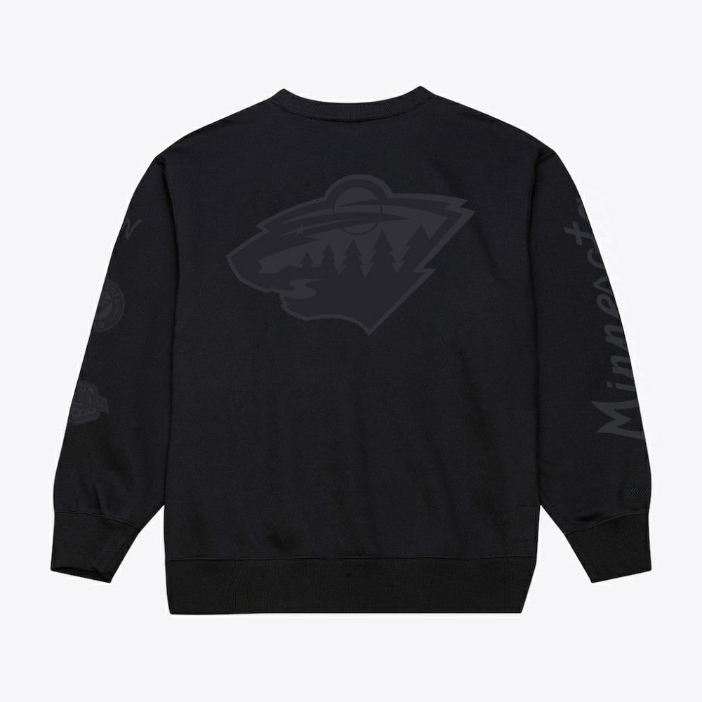 Minnesota Wild - Mitchell & Ness Phantom Fleece Crew Neck Sweatshirt Black