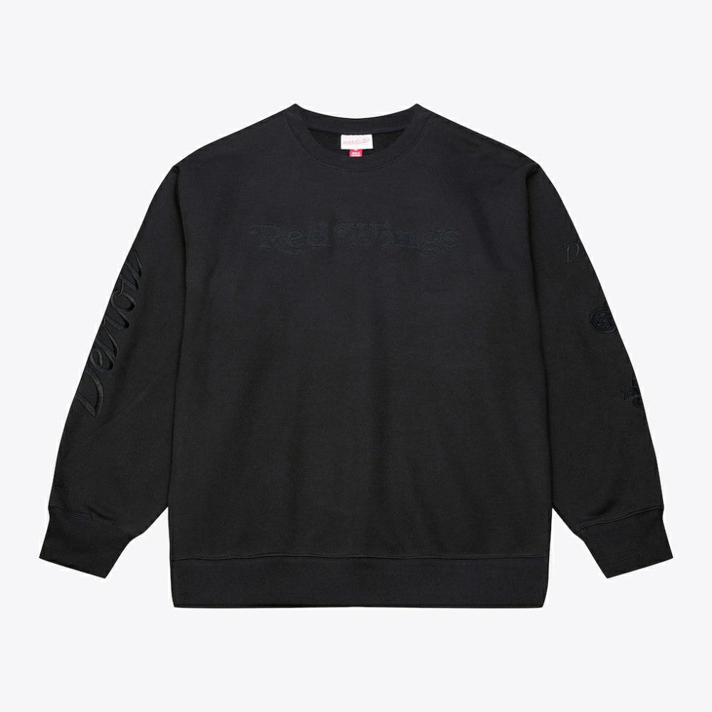 Detroit Red Wings - Mitchell & Ness Phantom Fleece Crew Neck Sweatshirt Black