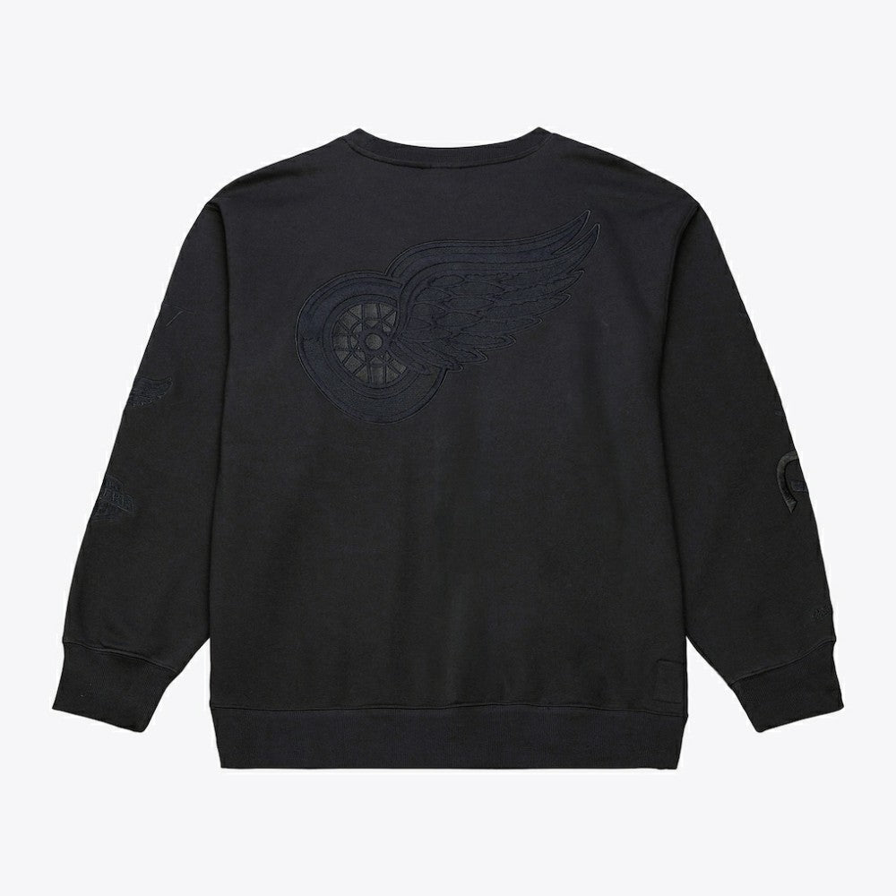 Detroit Red Wings - Mitchell & Ness Phantom Fleece Crew Neck Sweatshirt Black