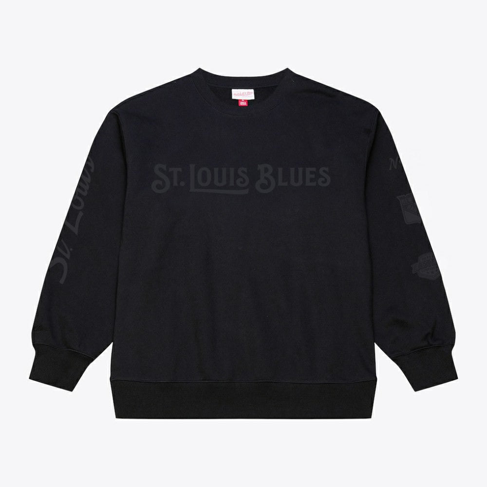 St. Louis Blues - Mitchell & Ness Phantom Fleece Crew Neck Sweatshirt Black