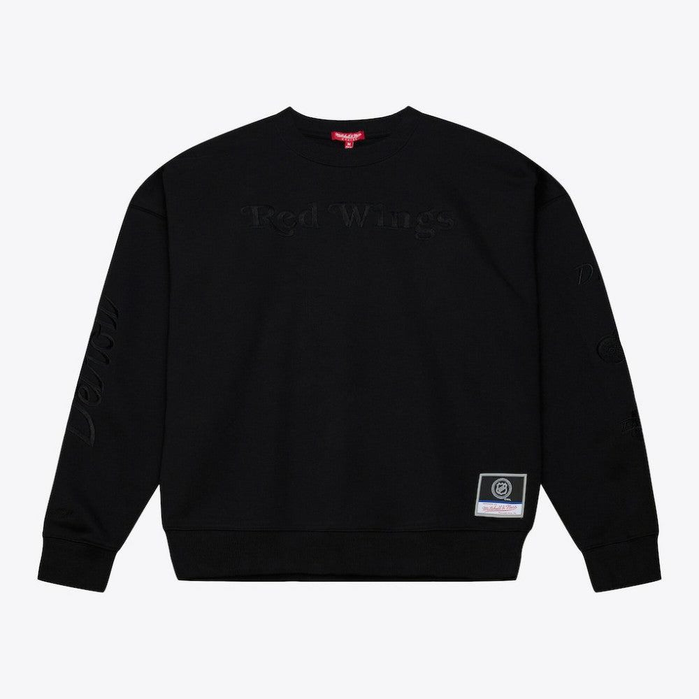 Detroit Red Wings - Mitchell & Ness Unisex Phantom Fleece Crew Neck Sweatshirt Black