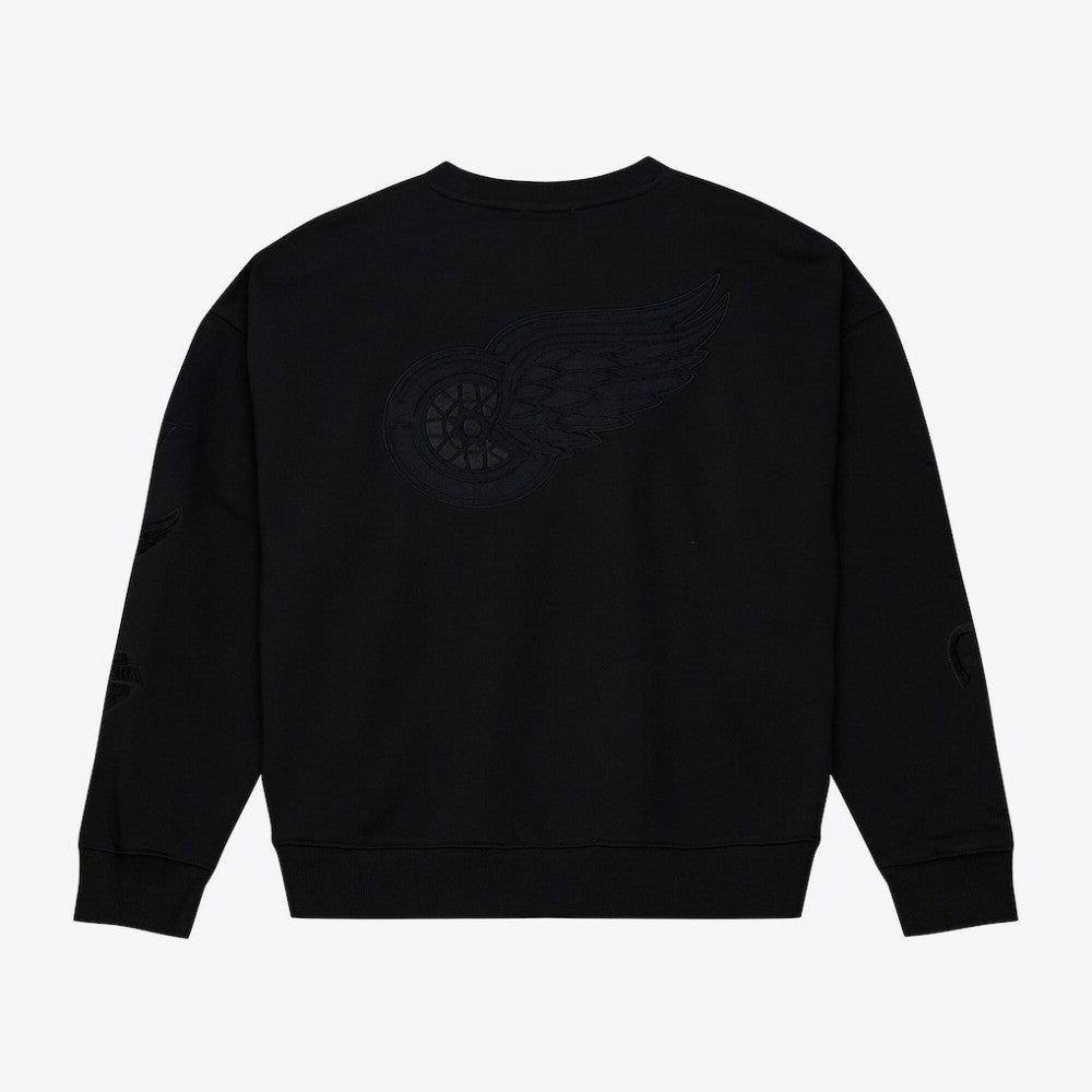 Detroit Red Wings - Mitchell & Ness Unisex Phantom Fleece Crew Neck Sweatshirt Black