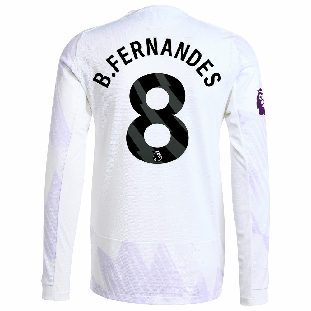 Adidas Bruno Fernandes Manchester United 2025/26 Away Long Sleeve Player Jerseys - White