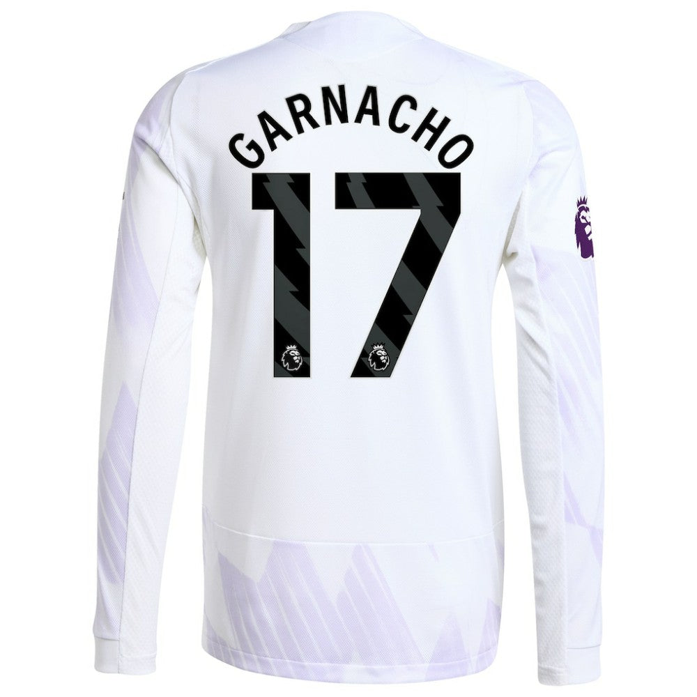 Adidas Alejandro Garnacho Manchester United 2025/26 Away Long Sleeve Player Jerseys - White