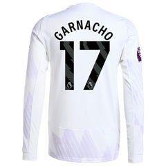 Adidas Alejandro Garnacho Manchester United 2025/26 Away Long Sleeve Player Jerseys - White