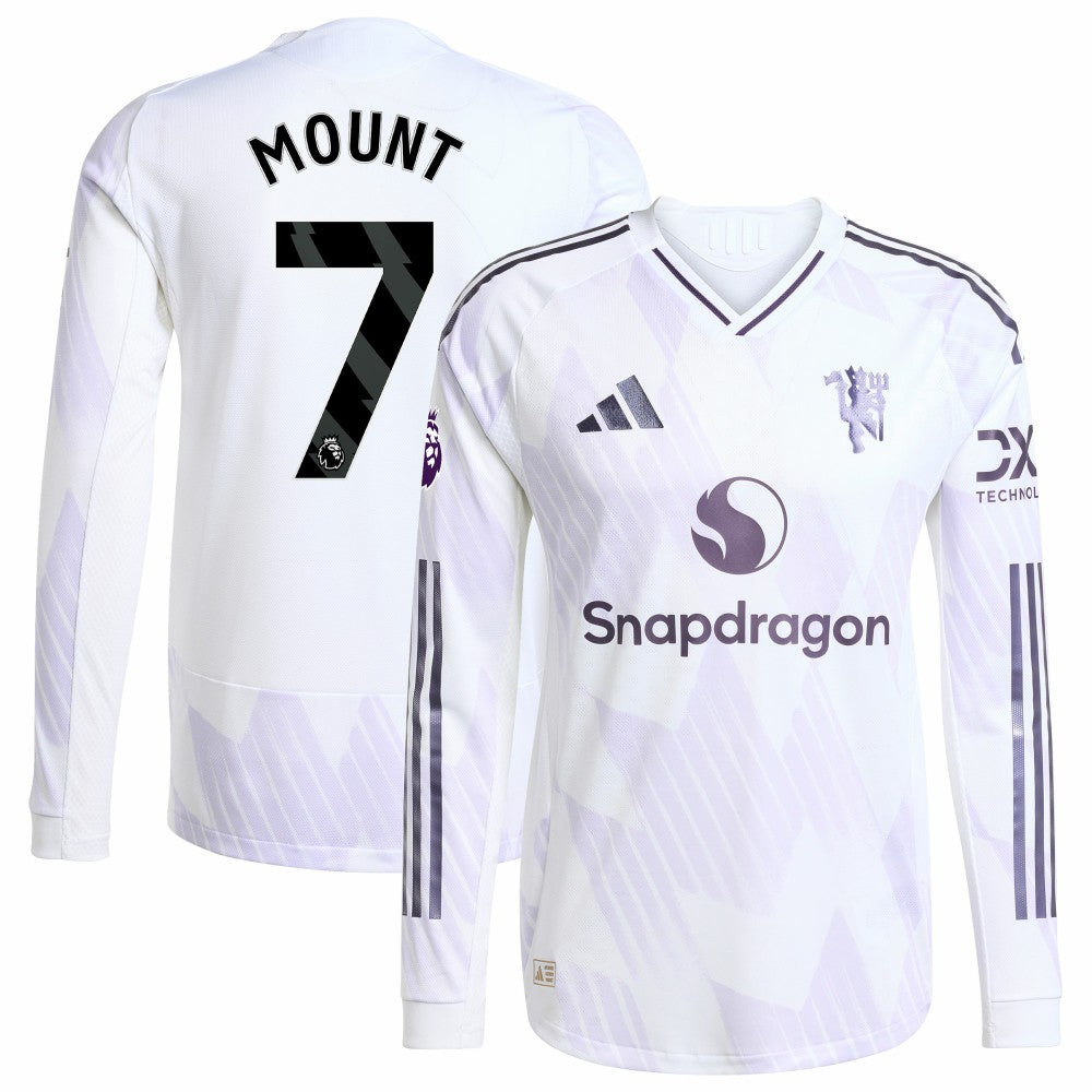 Adidas Mason Mount Manchester United 2025/26 Away Long Sleeve Player Jerseys - White