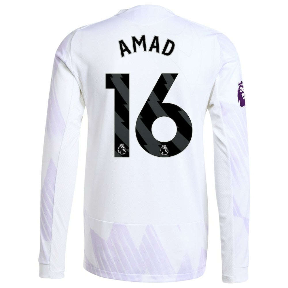 Adidas Amad Diallo Manchester United 2025/26 Away Long Sleeve Player Jerseys - White