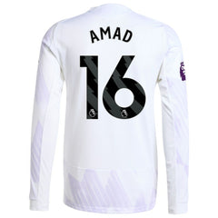 Adidas Amad Diallo Manchester United 2025/26 Away Long Sleeve Player Jerseys - White