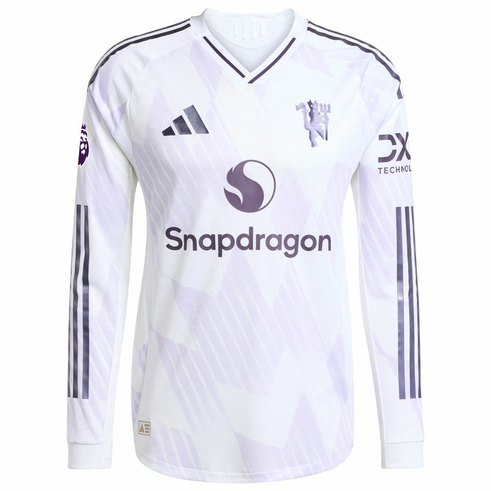 Adidas Kobbie Mainoo Manchester United 2025/26 Away Long Sleeve Player Jerseys - White