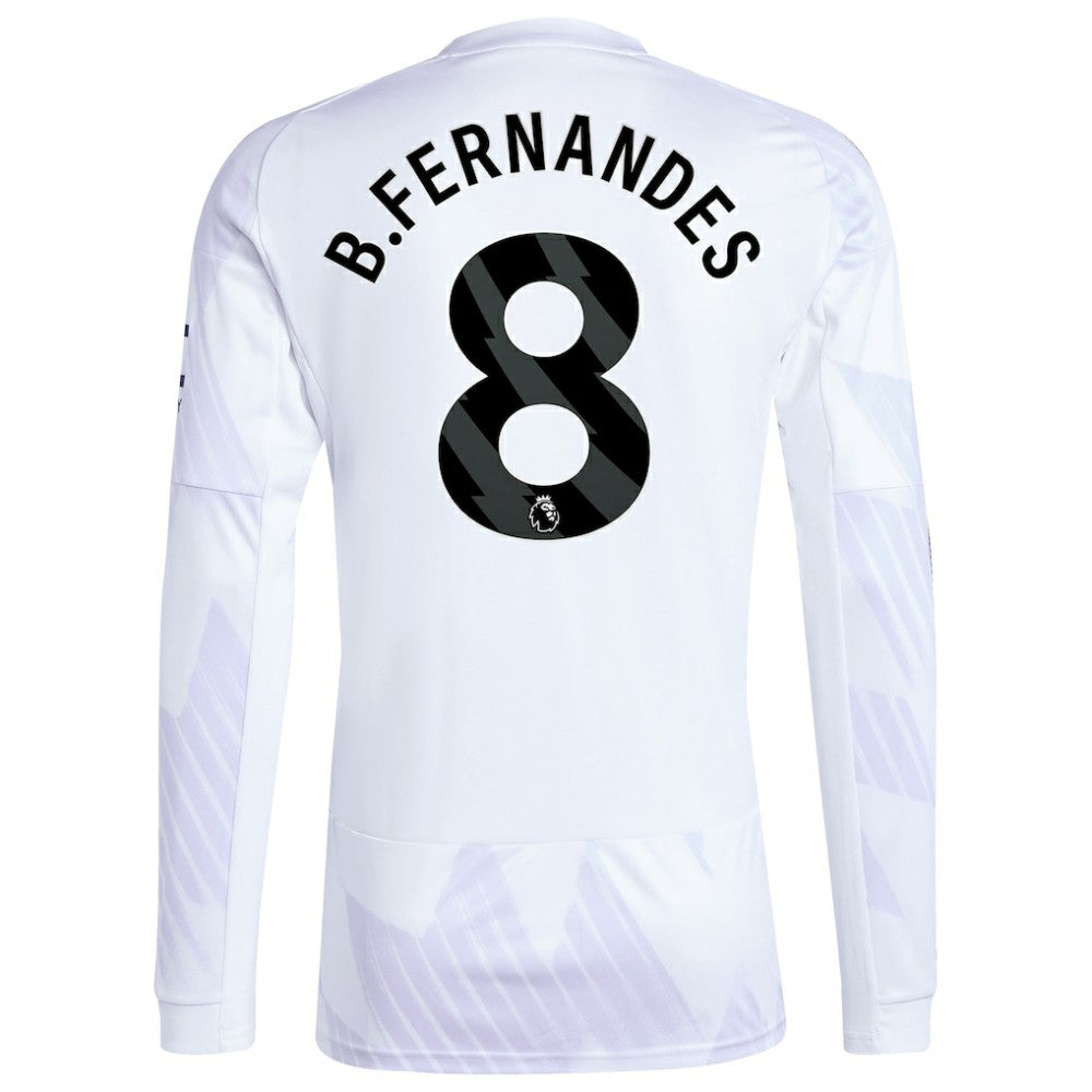 Adidas Bruno Fernandes Manchester United 2025/26 Away Replica Long Sleeve Player Jerseys - White