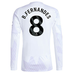 Adidas Bruno Fernandes Manchester United 2025/26 Away Replica Long Sleeve Player Jerseys - White