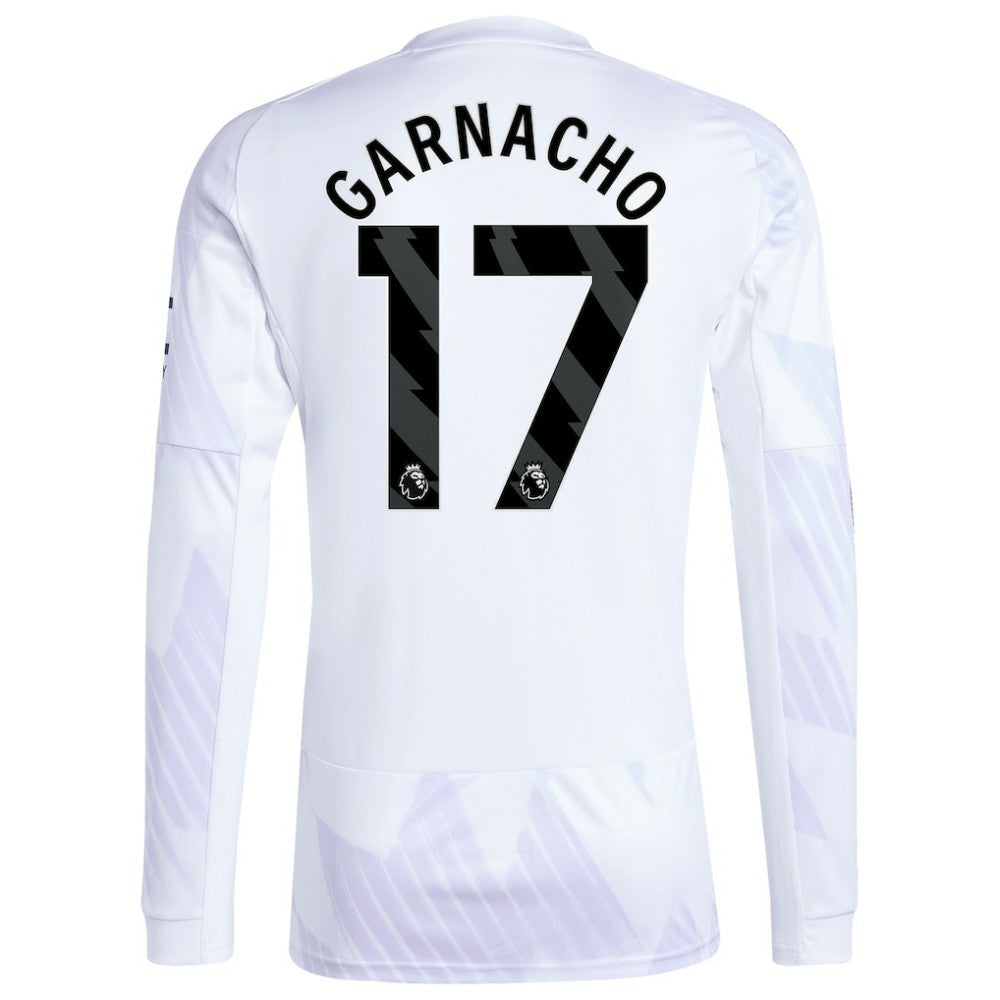 Adidas Alejandro Garnacho Manchester United 2025/26 Away Replica Long Sleeve Player Jerseys - White