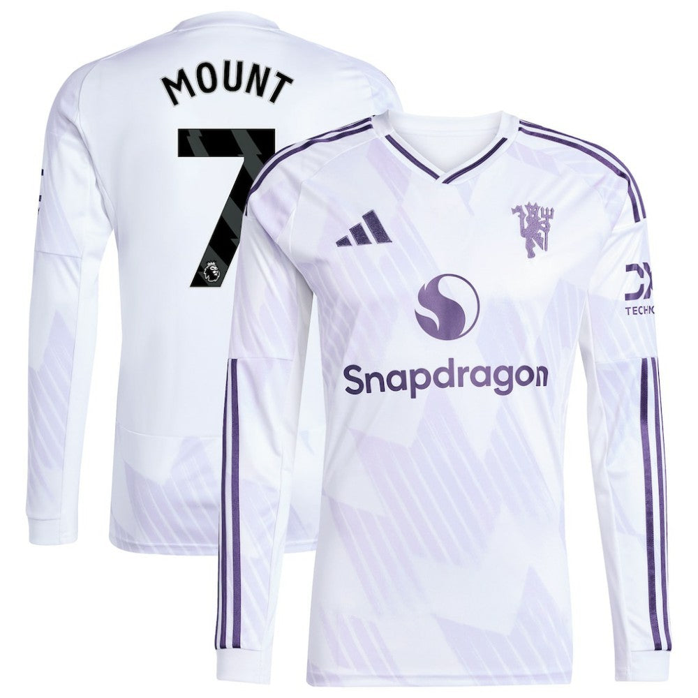 Adidas Mason Mount Manchester United 2025/26 Away Replica Long Sleeve Player Jerseys - White