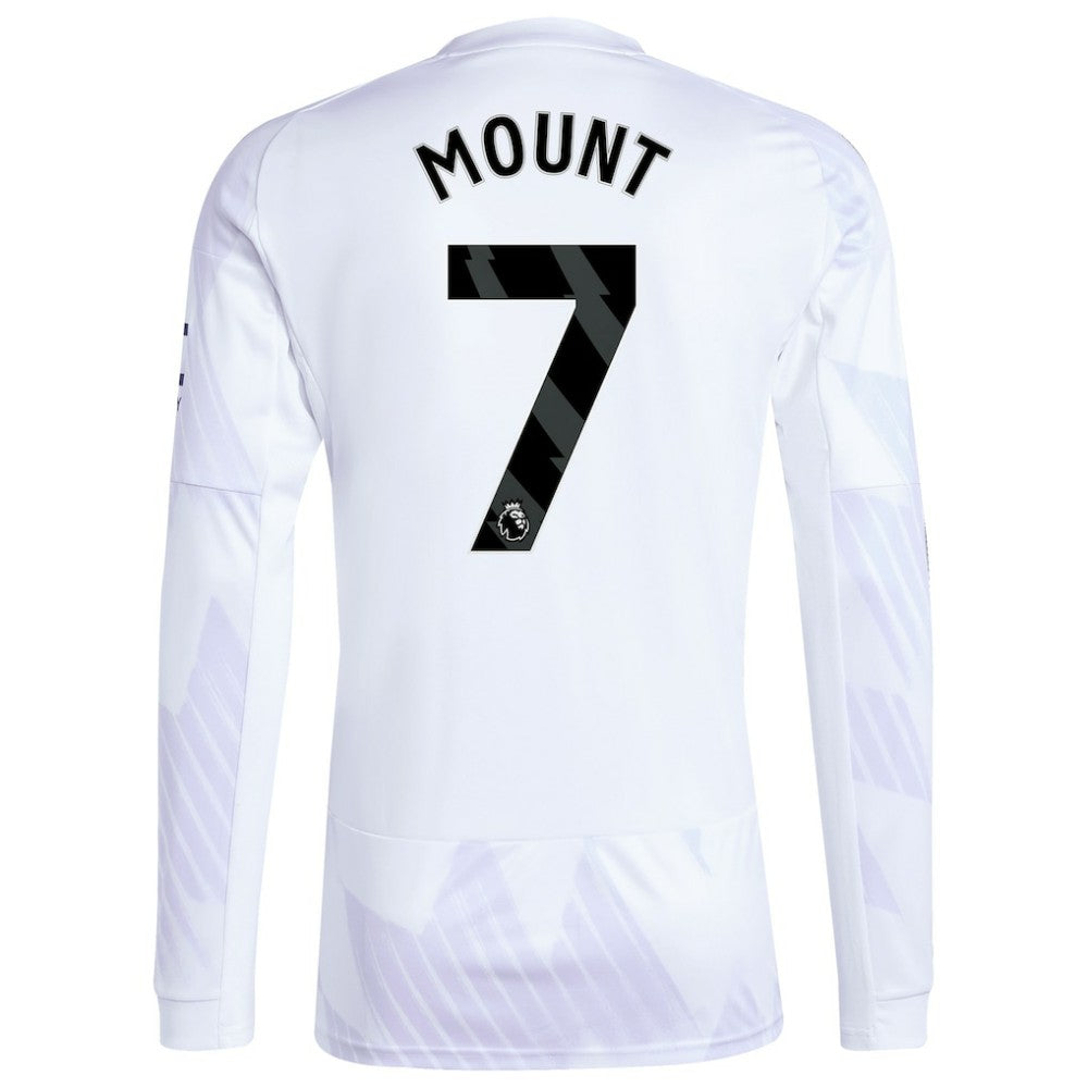 Adidas Mason Mount Manchester United 2025/26 Away Replica Long Sleeve Player Jerseys - White