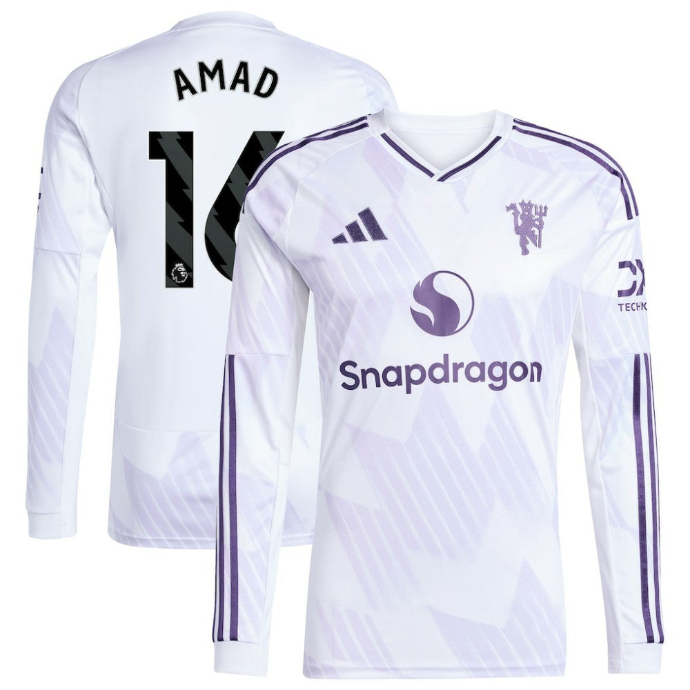 Adidas Amad Diallo Manchester United 2025/26 Away Replica Long Sleeve Player Jerseys - White
