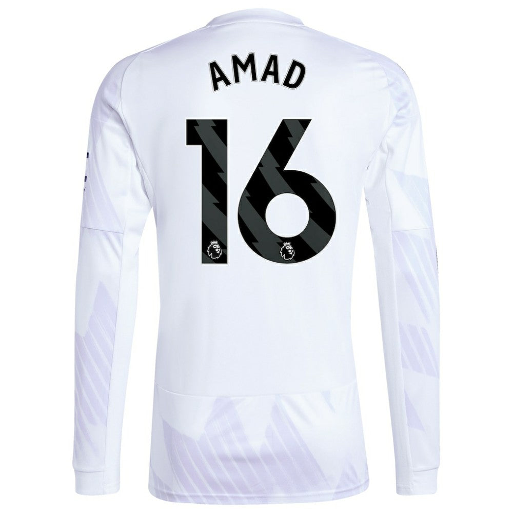 Adidas Amad Diallo Manchester United 2025/26 Away Replica Long Sleeve Player Jerseys - White