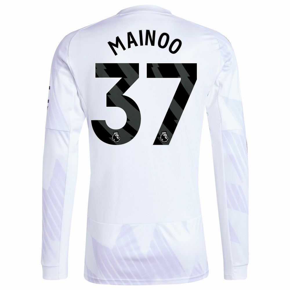 Adidas Kobbie Mainoo Manchester United 2025/26 Away Replica Long Sleeve Player Jerseys - White