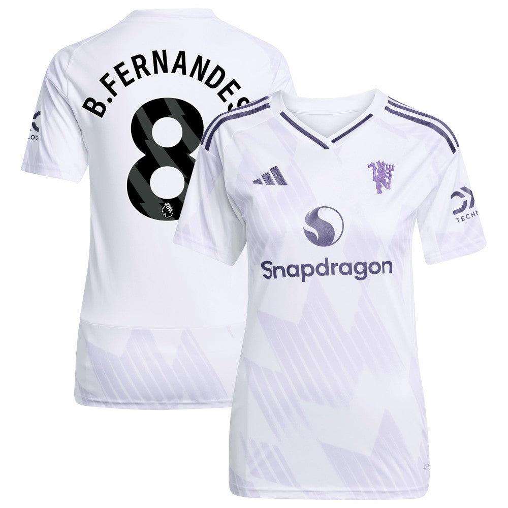 Adidas Bruno Fernandes Manchester United Women's 2025/26 Away Replica Player Jerseys - White