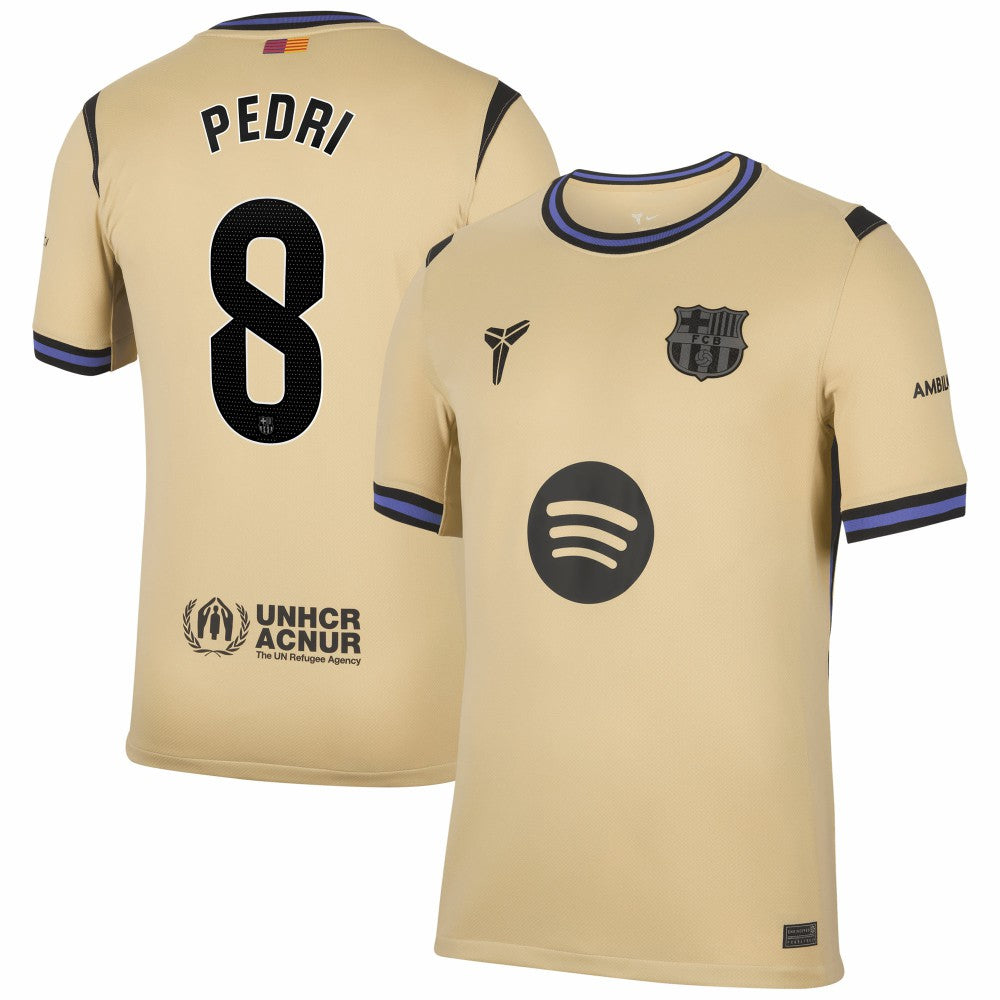 Nike Pedri Barcelona 2025/26 Away Stadium Replica Jerseys - Gold