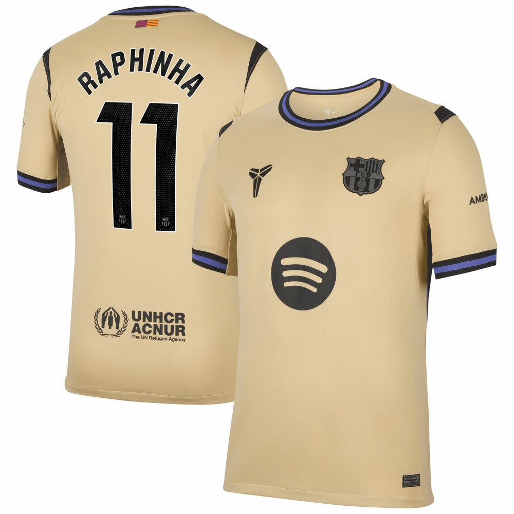Nike Raphinha Barcelona 2025/26 Away Stadium Replica Jerseys - Gold