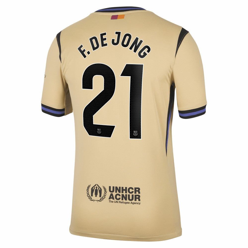 Nike Frenkie de Jong Barcelona 2025/26 Away Stadium Replica Jerseys - Gold