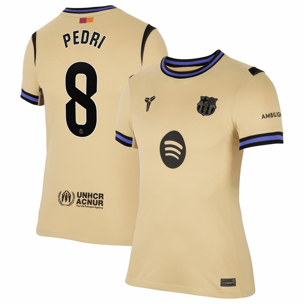 Nike Pedri Barcelona Women's 2025/26 Away Stadium Replica Jerseys - Gold