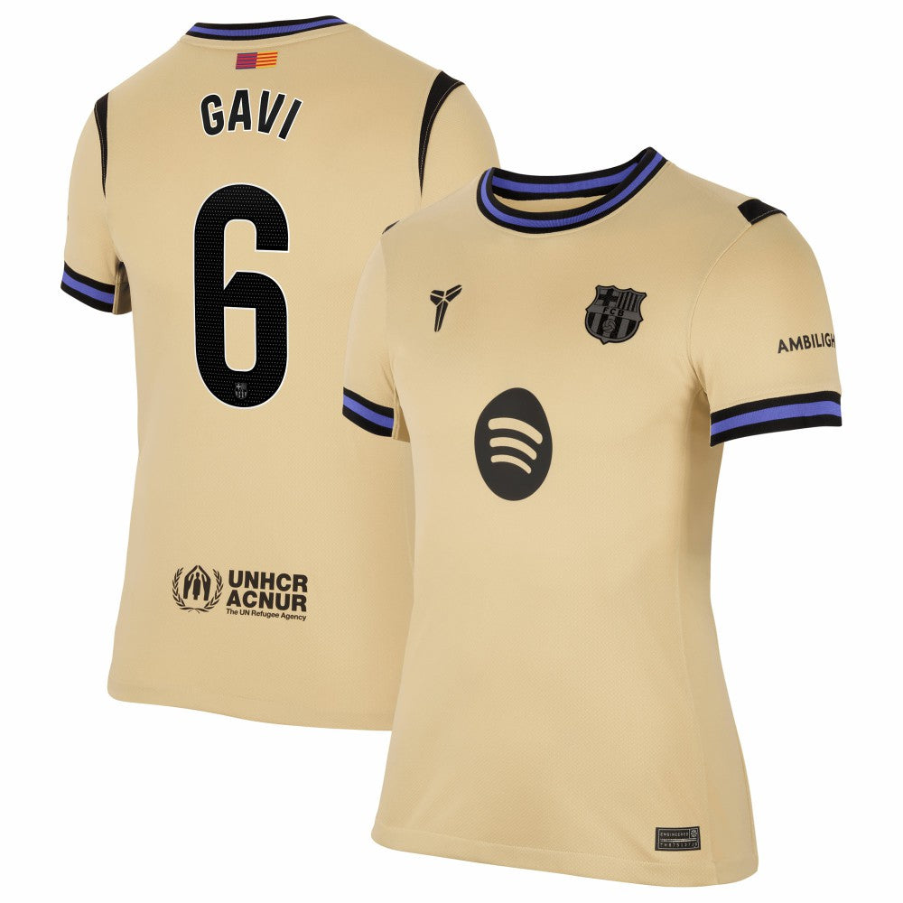 Nike Gavi Barcelona Women's 2025/26 Away Stadium Replica Jerseys - Gold