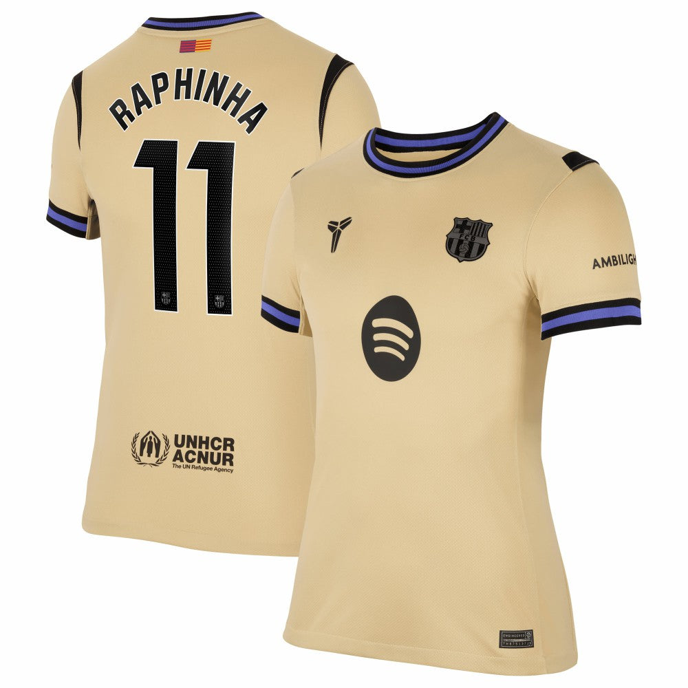 Nike Raphinha Barcelona Women's 2025/26 Away Stadium Replica Jerseys - Gold