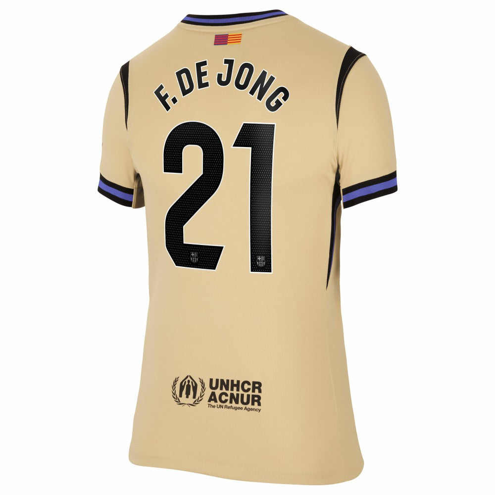 Nike Frenkie de Jong Barcelona Women's 2025/26 Away Stadium Replica Jerseys - Gold