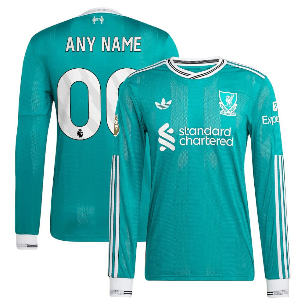 Adidas Liverpool 2025/26 Third Long Sleeve Custom Jerseys - Green