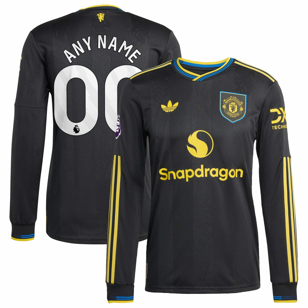 Adidas Manchester United 2025/26 Third Long Sleeve Custom Jerseys - Black