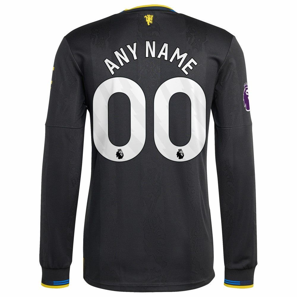 Adidas Manchester United 2025/26 Third Long Sleeve Custom Jerseys - Black