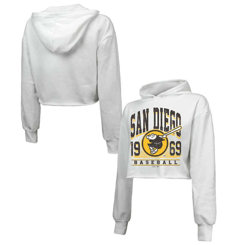 San Diego Padres Majestic Threads Women's Cropped Have A Field Day Tri-Blend Hoodie Clearance