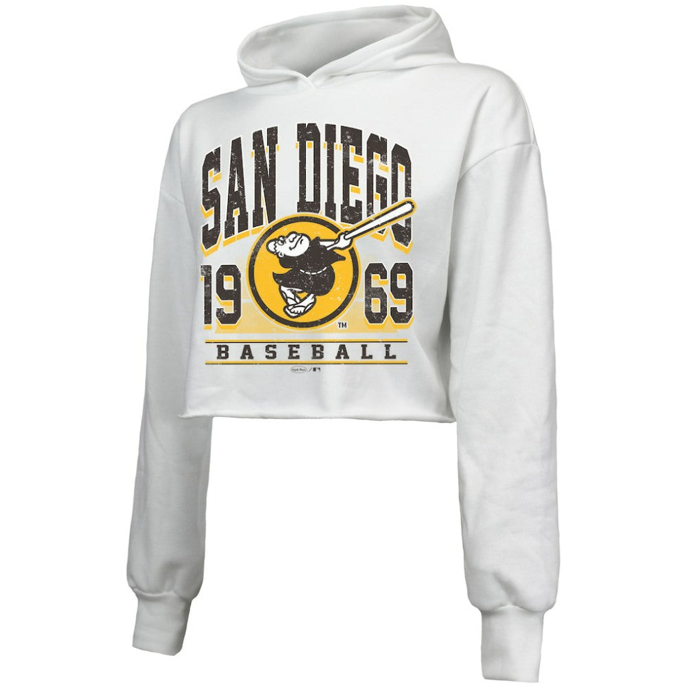 San Diego Padres Majestic Threads Women's Cropped Have A Field Day Tri-Blend Hoodie Clearance