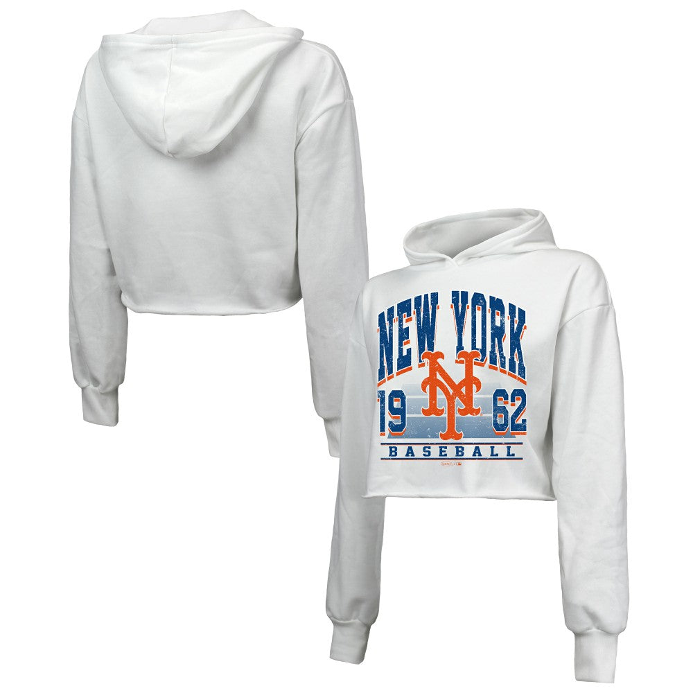 New York Mets Majestic Threads Women's Cropped Have A Field Day Tri-Blend Hoodie Lifestyle