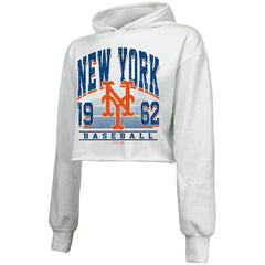 New York Mets Majestic Threads Women's Cropped Have A Field Day Tri-Blend Hoodie Lifestyle